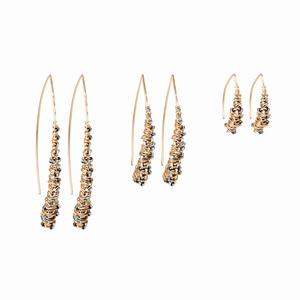 Elke Van Dyke Design Gold Cocoon Threader Earrings various sizes